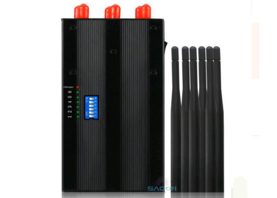 6 Antennas Portable Mobile Phone Jammer with Lithium Battery and 15m Jamming Range