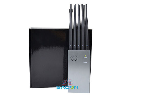 10W High Power Portable Mobile Phone Jammer with 8000mAh Battery and 10 Omni Antennas