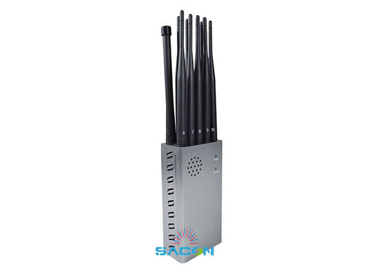 10W High Power Portable Mobile Phone Jammer with 8000mAh Battery and 10 Omni Antennas