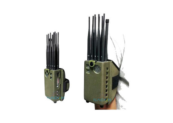 10W High Power Portable Mobile Phone Jammer with 8000mAh Battery and 10 Omni Antennas