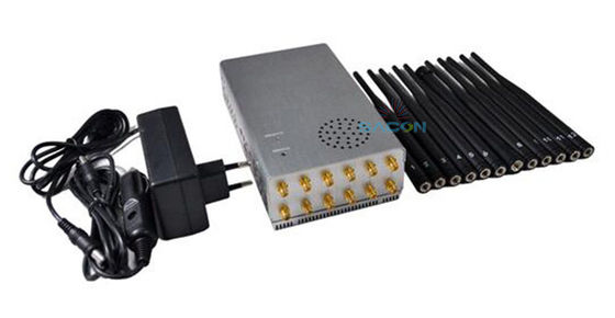 Portable Signal Jammer with 12 Channels 10000mAh Battery and 2-20m Shielding Radius for GPS WiFi and 4G