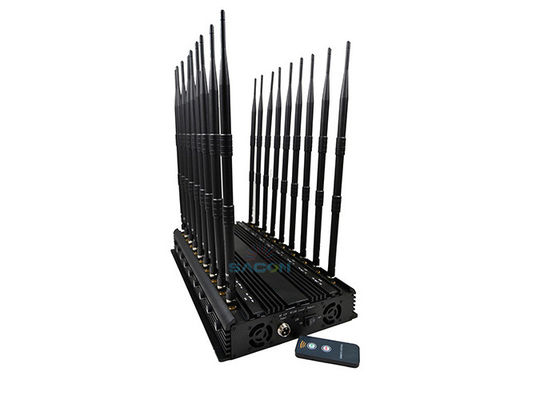 18 Bands Signal Jammer with 5 Cooling Fans and 40m Jamming Radius for WiFi GPS VHF UHF Blocking