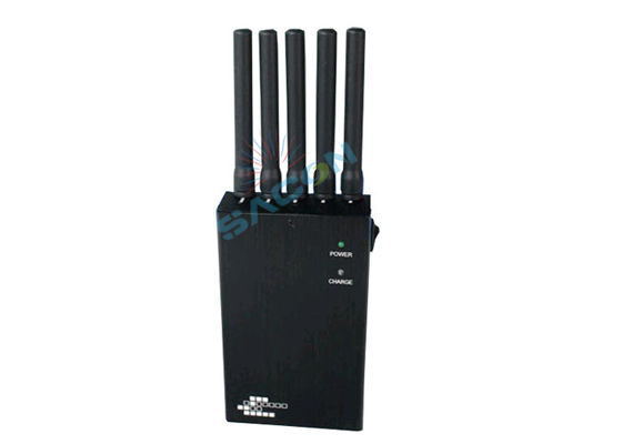 Portable Mobile Jammer with 5 Channels 2G 3G WiFi GPS Blocking and 2.5W Output Power Built-in Battery