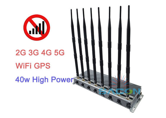 40W High Power 5G Signal Jammer with 8 Antennas and 80 Meters Range for Secure Areas