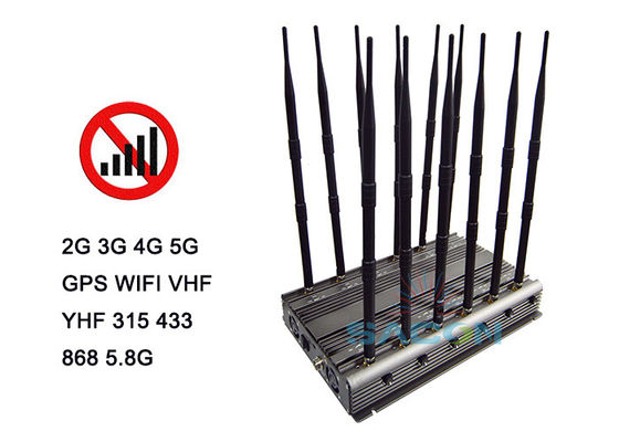 80W 5G Signal Jammer with 12 Antennas and Infrared Remote Control for Mobile Phone Blocking