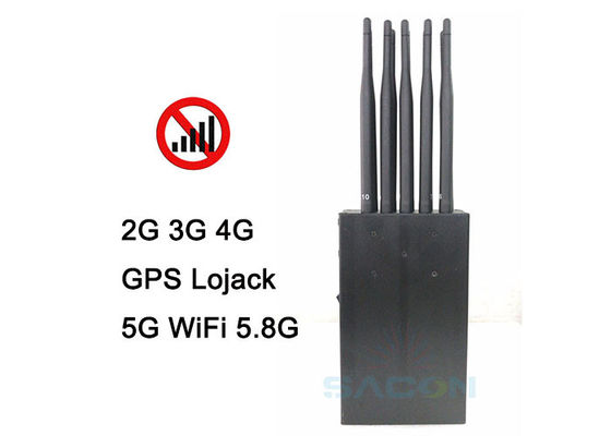Handheld 5G Signal Jammer Blocker with 10 Antennas 15m Range and 8000mAh Battery