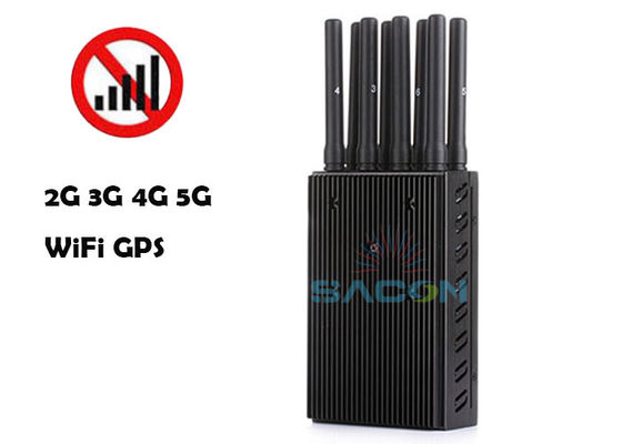 8 Bands Portable Signal Jammer with 4W Output Power and 20m Range for WiFi GPS 2G 3G 4G Blocking