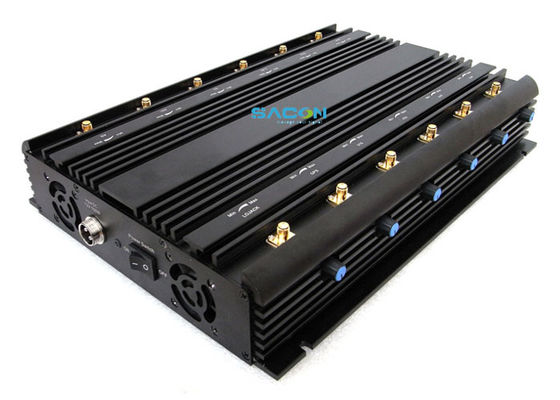 30W Output Power 12 Channels Wireless Signal Jammer with Car Adaptor Design for Prison Cell Phone Blocking