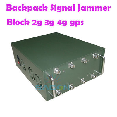 120W Output Power Backpack Signal Jammer with 8 Antennas and 100m Range for 2G 3G 4G 5G VHF UHF WiFi GPS Blocking