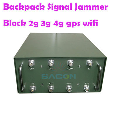 120W 100m Range Backpack Jammer with 8 Omni Antennas for 2G 3G 4G 5G VHF UHF WiFi GPS Signal Blocking