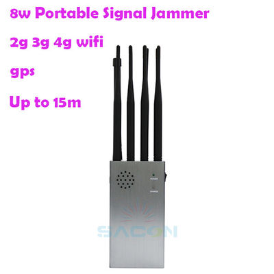 8000mAH Battery 15m Range Portable Cell Phone Signal Jammer with 8 Antennas for Enhanced Shielding