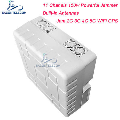 150W Power Mobile Phone Signal Jammer with 11 Channels for 50m Range Blocking 2G 3G 4G 5G WiFi GPS
