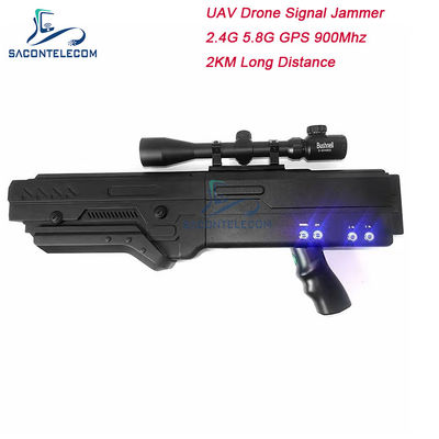 4 Bands Gun Drone Jammer with 5000mAh Battery and 2KM Range for UAV Signal Blocking