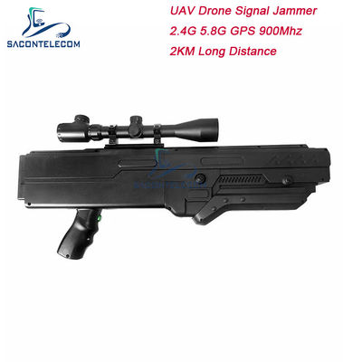 4 Bands Gun Drone Jammer with 5000mAh Battery and 2KM Range for UAV Signal Blocking
