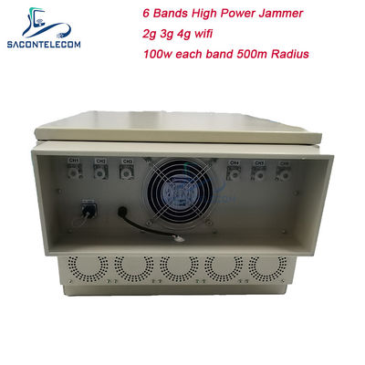 600W 6 Bands Outdoor Prison Signal Jammer with 50-600m Jamming Radius for 2G 3G 4G 5G WiFi GPS