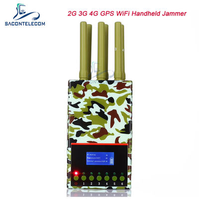 6 Antennas 20m Range Portable Mobile Phone Jammer with 4000mAh Battery for GPS Lojack WiFi Signal Blocking