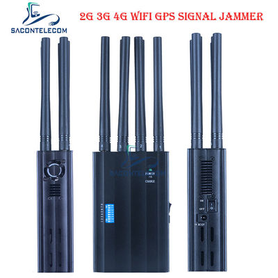 8 Bands Handheld Signal Jammer with 20m Range and Car Charge for 2G 3G 4G GPS WiFi Blocking