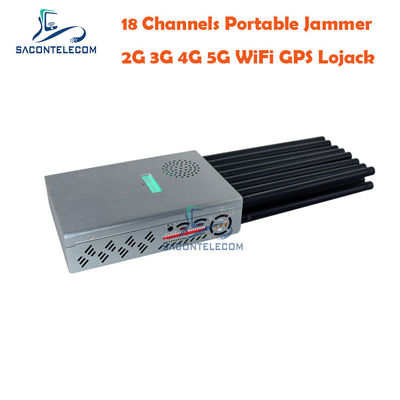 High Power 18 Antennas 5G Jammer with 20m Range and 7.4V Battery for Cell Phone Signal Blocking