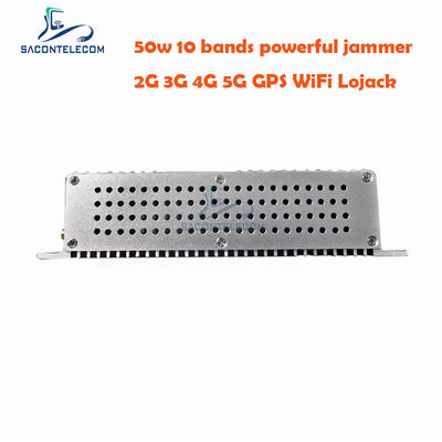 50W High Power Desktop Signal Jammer with 10 Antennas and 2 Cooling Fans for GSM DCS 3G 4G 5G