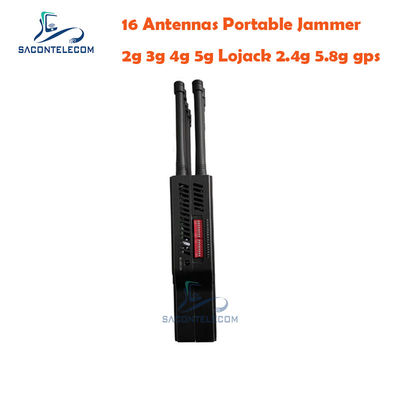 16 Antennas 16W 4G LTE 5G Lojack Portable Signal Jammer with 30m Range and Handheld Design