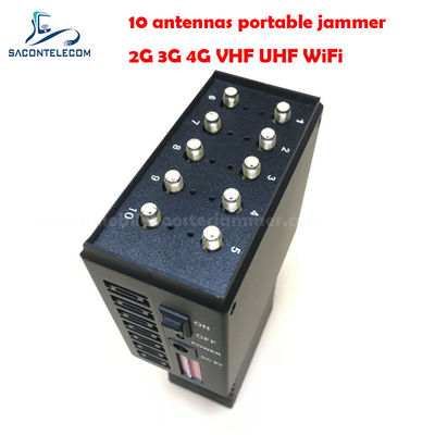 10W Power 10 Antennas 20m Radius Portable Signal Jammer Handheld GPS WiFi Blocker