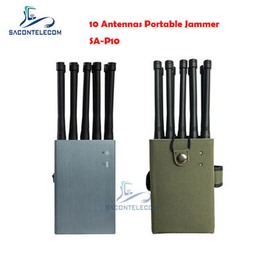 10 Antennas Portable Signal Jammer with 30m Range and 10W Output Power for GPS Lora Lojack Radio Frequency Jamming