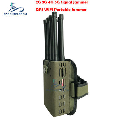 8W 8 Antennas Portable Signal Jammer with 30m Radius for GPS WiFi 2G 3G 4G 5G Blocking