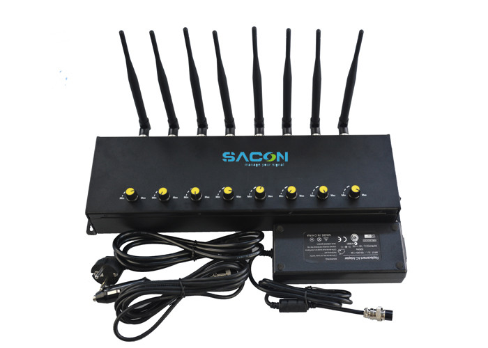 8 Bands Long Range Cell Phone Jammer , RF Signal Jammer 427*116*60mm Size