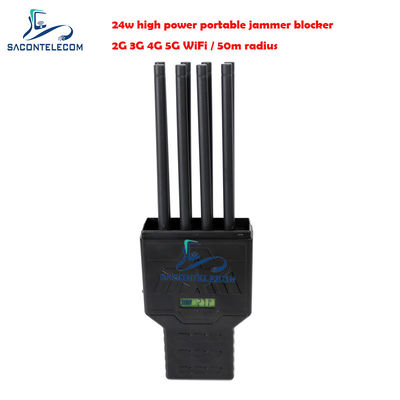 28W High Power 8 Channels Portable Signal Jammer with 50m Radius for Mobile Phone and WiFi Blocking