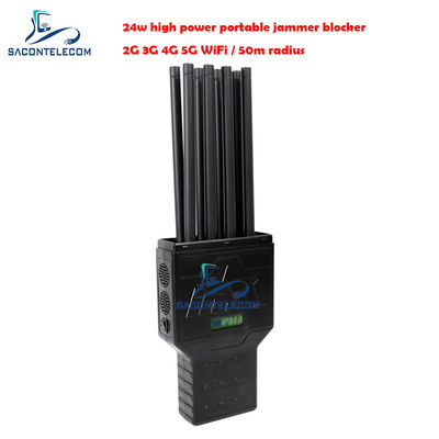 Portable 50m Long Range 8 Antennas Signal Jammer and Mobile Phone Blocker for 2G 3G 4G 5G GPS