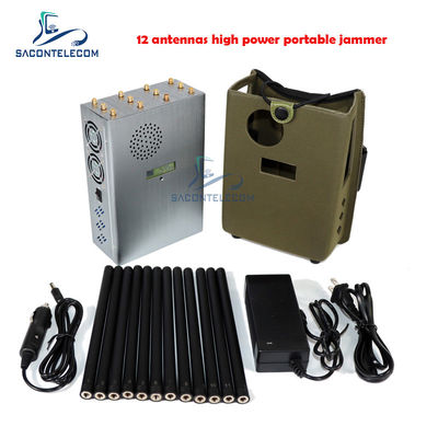 GPSL1 Lojack Portable Signal Jammer with 37W Total Power 12 Bands Coverage and 40m Shielding Radius