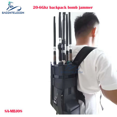 20-6000MHz Manpack drone jammer with 100W power and 40m jamming distance backpack bomb jammer UAV signal blocker