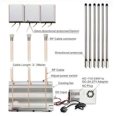 24 Hours Working Prison Cell Phone Jammer with 6 Antennas and 90W Power for Secure Facilities