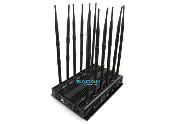 30W Output Power 12 Channels Wireless Signal Jammer with Car Adaptor Design for Prison Cell Phone Blocking