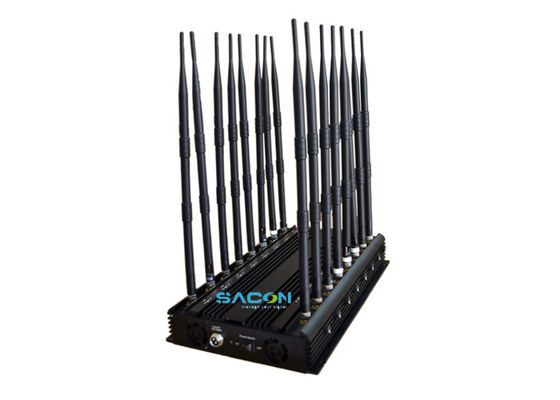 GPS Lojack Prison Cell Phone Jammer with 16 Antennas 38W High Power and 40m Jamming Range