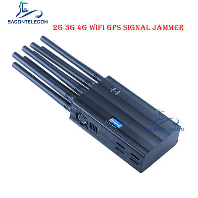 8 Bands Handheld Signal Jammer with 20m Range and Car Charge for 2G 3G 4G GPS WiFi Blocking