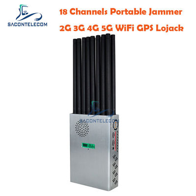 7.4V 20m Cell Phone Signal Disruptor 18 Antennas 4G 5G GPS 18w