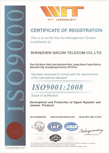 China Shenzhen Sacon Telecom Co., Ltd Certification